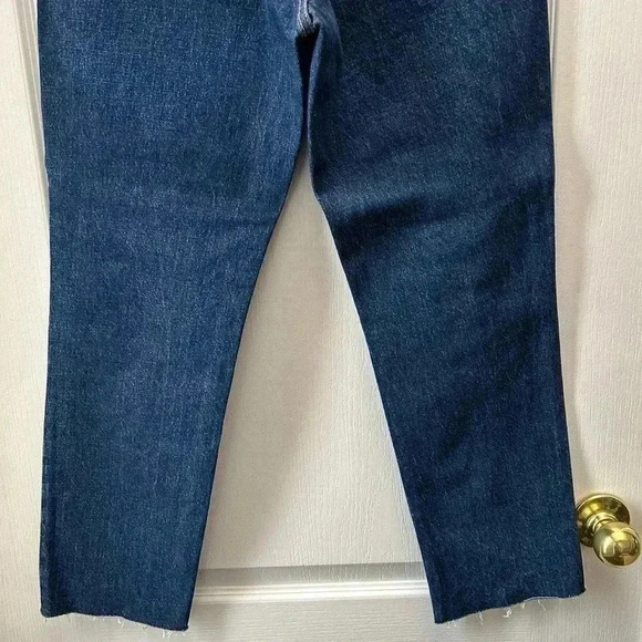 Topshop Straight Leg Jeans High Rise Ankle Crop Dark Blue Denim Size 26 - Picture 9 of 15